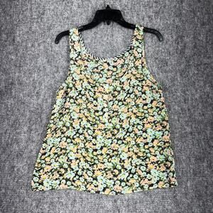 Volcom Shirt Womens M Floral Tank‎ Top Henley Festival Cottage Boho